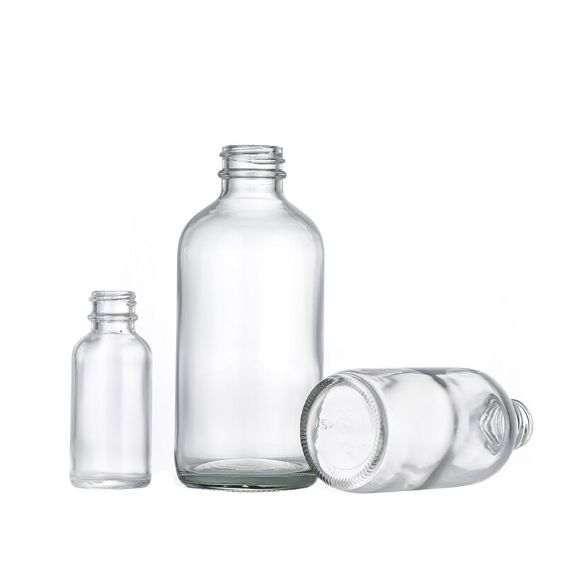 Großhandel 35 ml 130 ml 250 ml 500 ml klare Boston-Rundglasflaschen