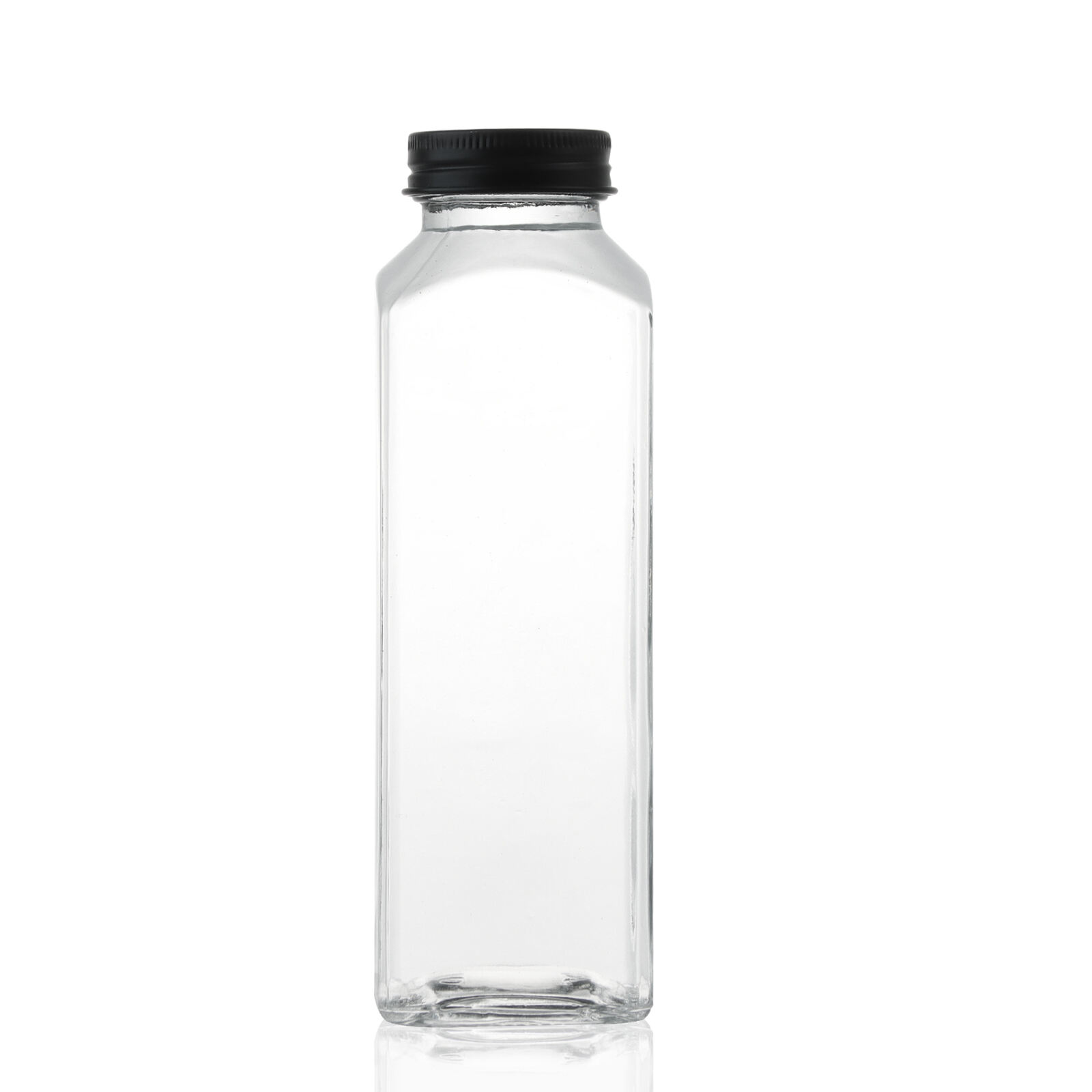Klare leere 350 ml 420 ml 500 ml quadratische Saft-Kaffee-Glasflaschen für Getränke