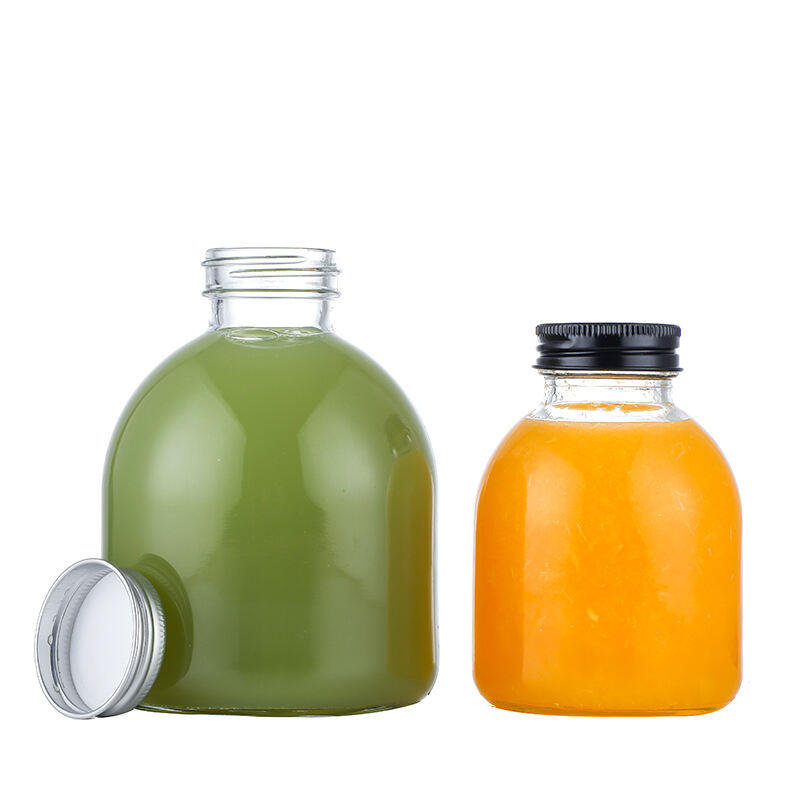 OEM-Großhandel 250 ml 350 ml 500 ml runde Saftgläser mit Deckeln