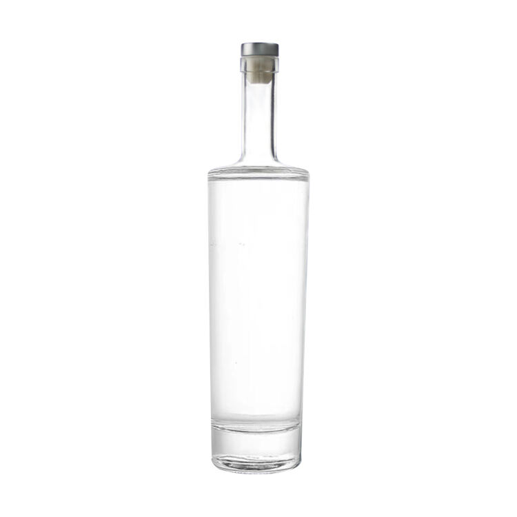 Großhandel 700ml Glas Klar Runde Wodka Rotweinflasche Leer