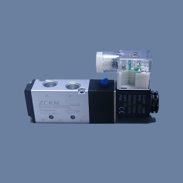 Three position five way solenoid valve