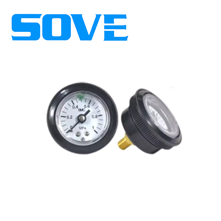 G46E--Oil-free, external copper-free, unavailable, pressure gauge with limit indicator