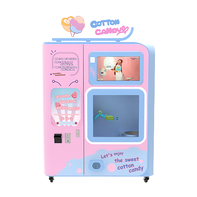 SUNZEE MG330 Cotton Candy Machine Supplier Automated Candy Floss Vending Machine Customizable Coin Banknotes Swipe Card