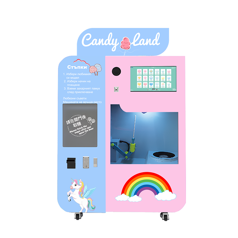 SUNZEE Pinakamabentang Propesyonal na Ganap na Awtomatikong Cotton Candy Machine Factory Vending Machine na May Coin at Credit Card Payment System