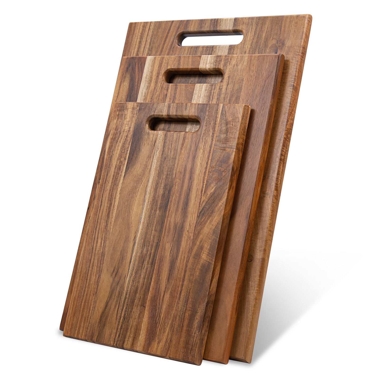 set de planches à découper en bois d'acacia en 3 tailles