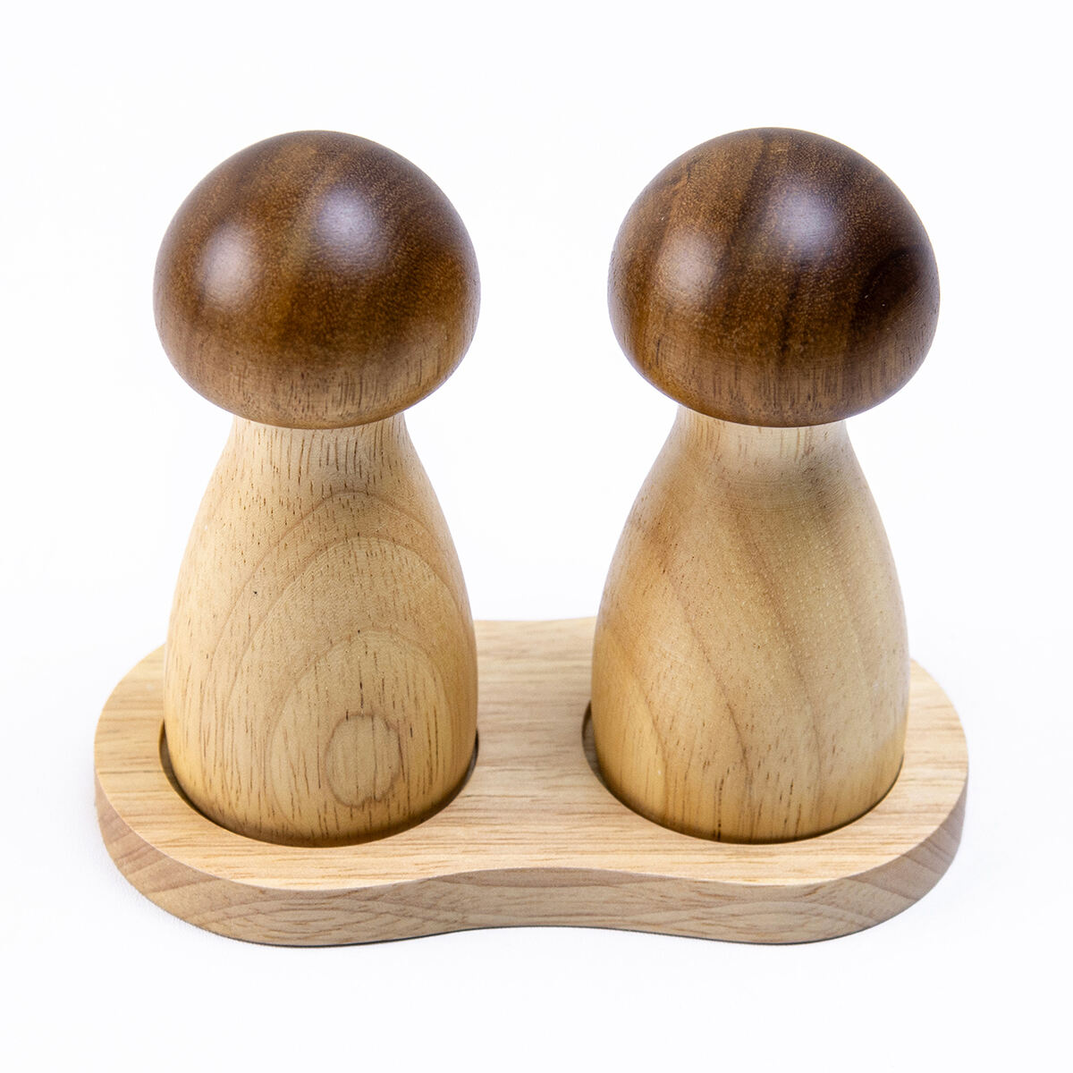 Dual Acacia & Rubber Wood Mushroom Pepper Grinder Set