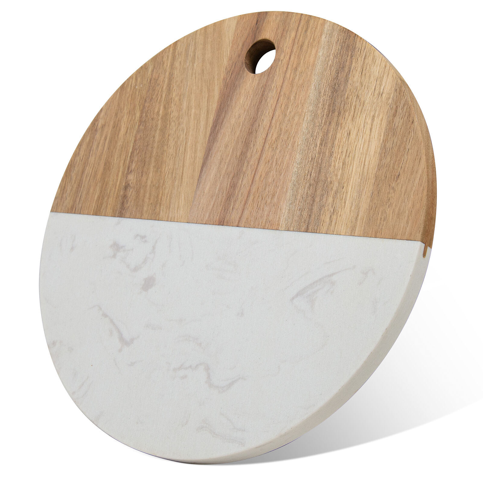 10" Round Acacia Wood & Marble Cutting Board 