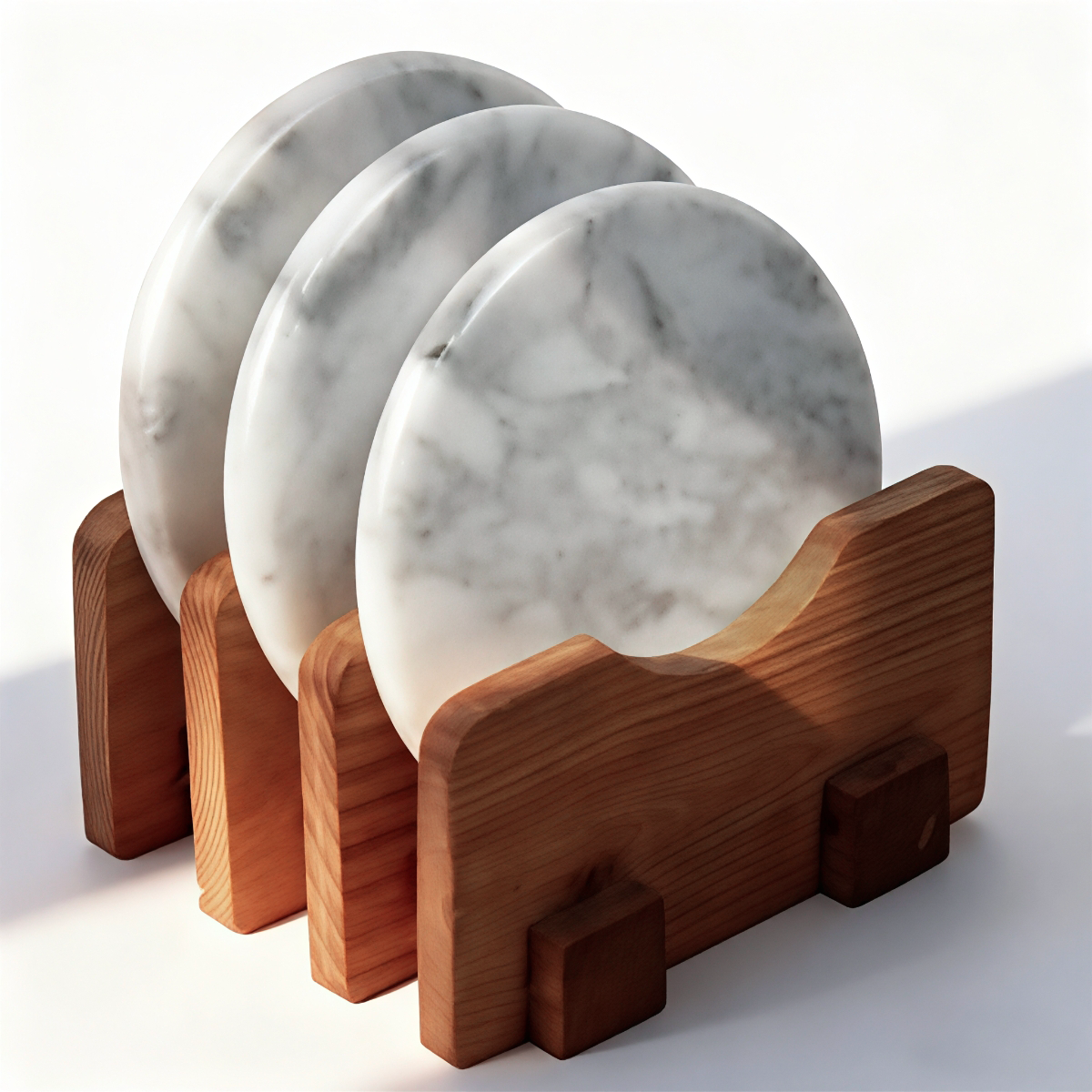 Customizable Marble Coasters for Bulk Sale | Set with Acacia Wood Stand | OEM & FBA Ready