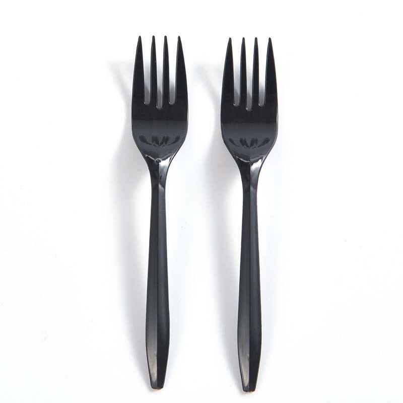 2.5g PP Plastic Medium Weight Cutlery Black Disposable Fork