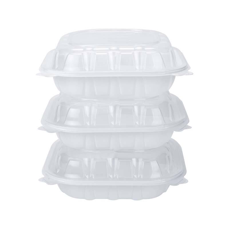 10.25''x 9'' 1 Compartment White bottom with Clear Lid Hinged Container Take Out Food Container