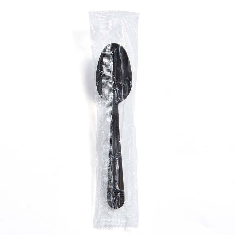 PP Plastic Heavy Weight Black Disposable Tea Spoon Individual Wrapped