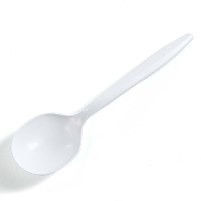 2.5g PP Plastic Medium Weight Cutlery White Disposable Soup Spoon