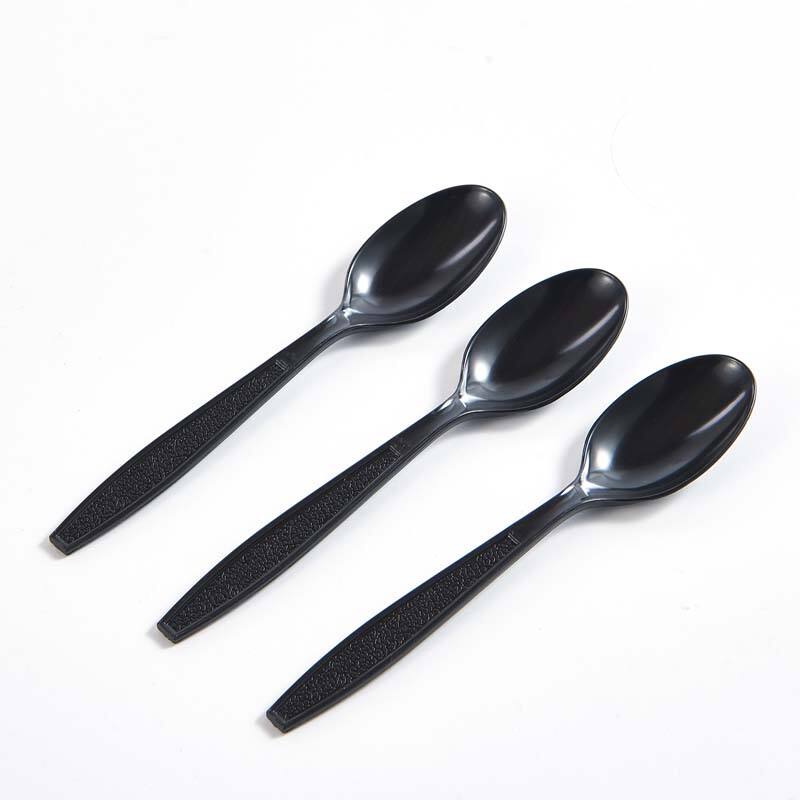 PS Plastic Heavy Weight Cutlery Black Disposable Tea Spoon