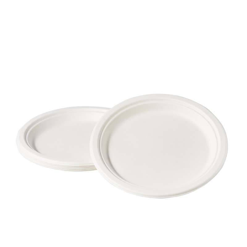 9'' PFAS Free Compostable Bagasse Round Plates