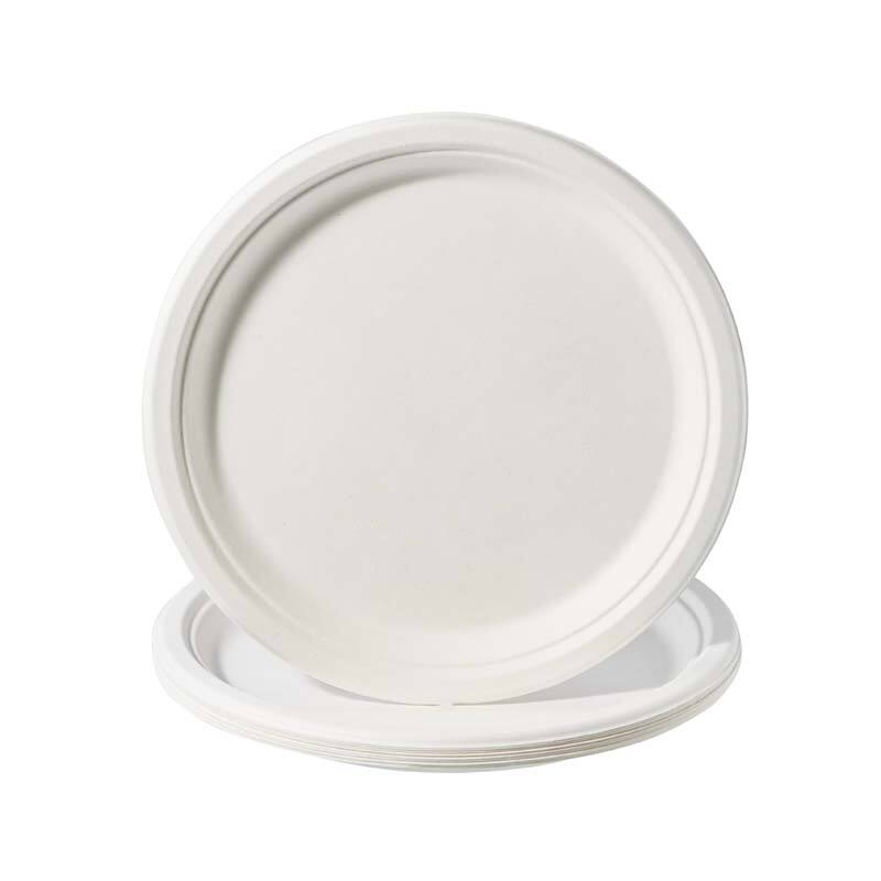 10'' PFAS Free Compostable Bagasse Round Plates