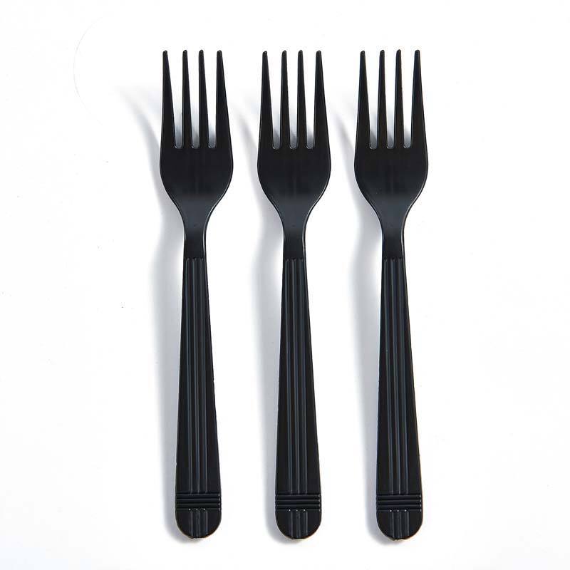 PP Plastic Heavy Weight Black Disposable Forks