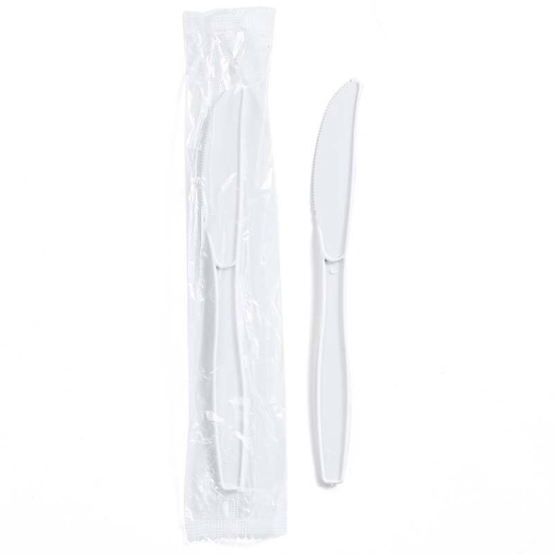 2.5g PP Plastic Medium Weight Cutlery White Disposable Knife Individual Wrapped