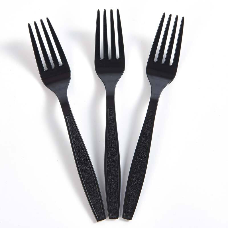 PS Plastic Heavy Weight Cutlery Black Disposable Fork