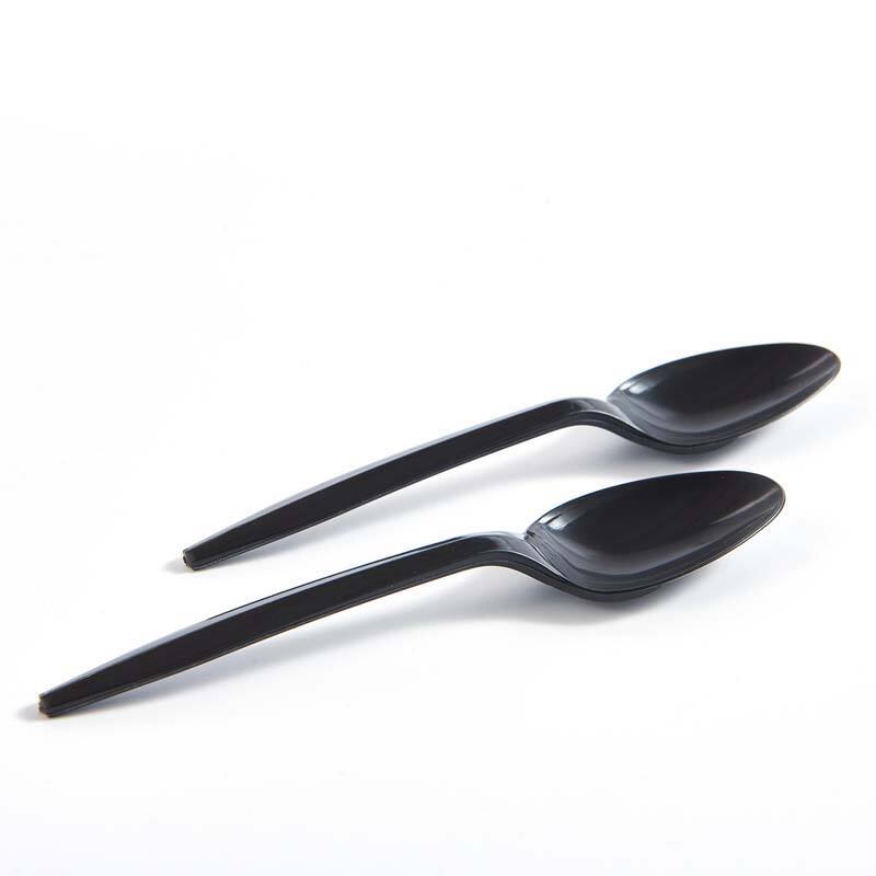 2.5g PP Plastic Medium Weight Cutlery Black Disposable Tea Spoon