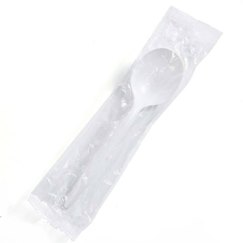 2.5g PP Plastic Medium Weight Cutlery White Disposable Soup Spoon Individual Wrapped