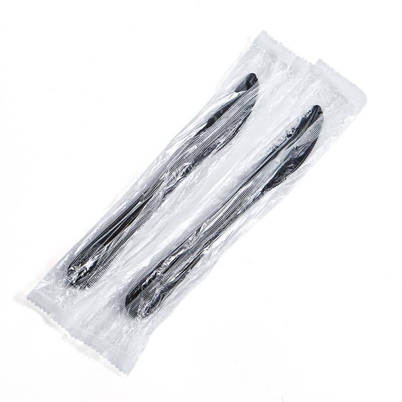 PP Plastic Heavy Weight Black Disposable Knife Individual Wrapped