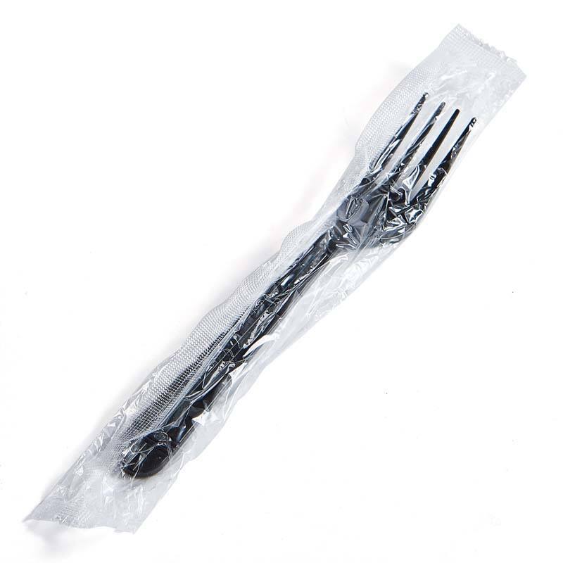 PP Plastic Heavy Weight Black Disposable Forks Individual Wrapped