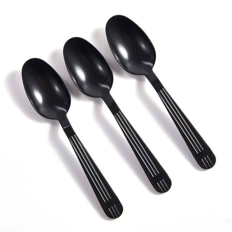 PP Plastic Heavy Weight Black Disposable Tea Spoon