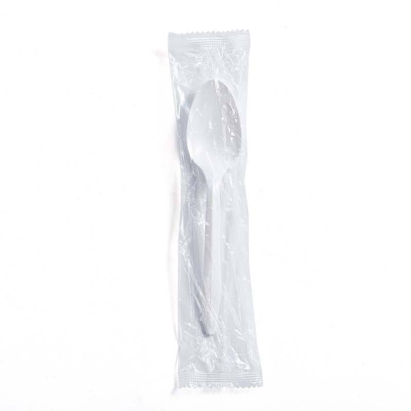 2.5g PP Plastic Medium Weight Cutlery White Disposable Tea Spoon Individual Wrapped