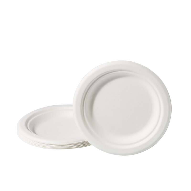 6'' PFAS Free Compostable Bagasse Round Plates