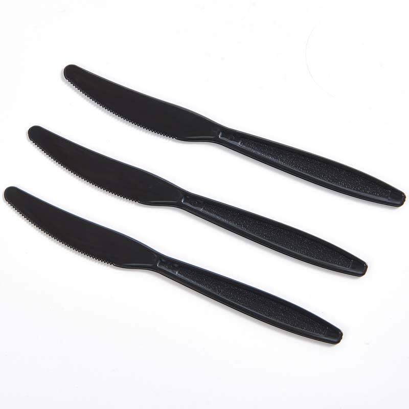 PS Plastic Heavy Weight Cutlery Black Disposable Fnife