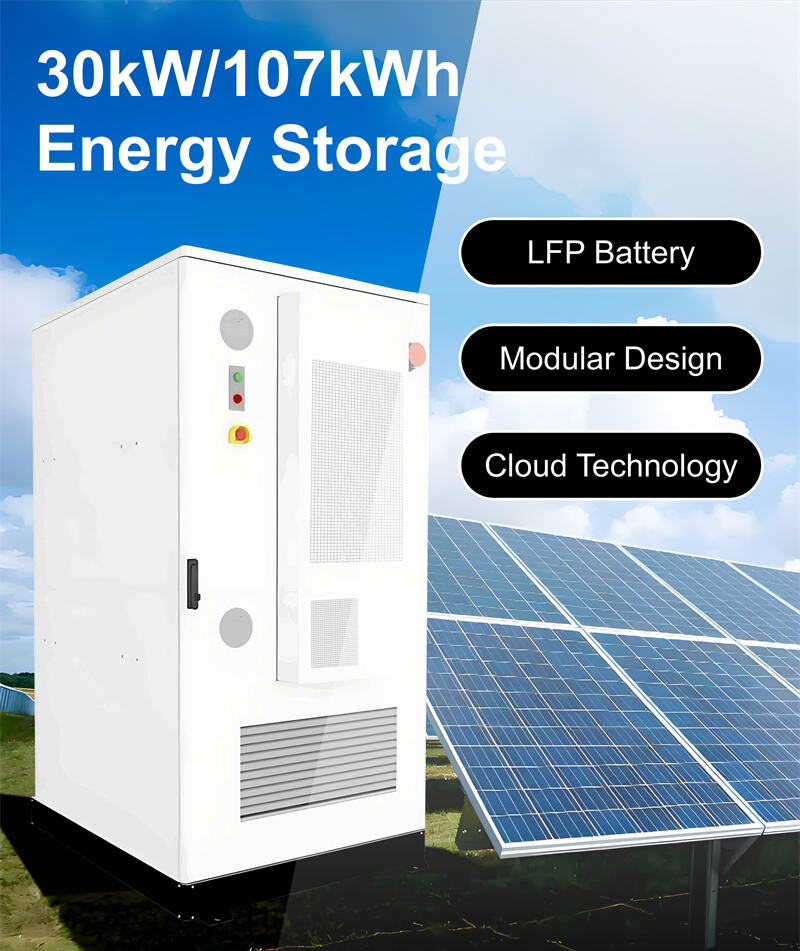 107kWh LFP-batterystelsel vir sonkragenergieopslagstelsel kragstasie Alles-in-1 ESS slimstelsel buitelug