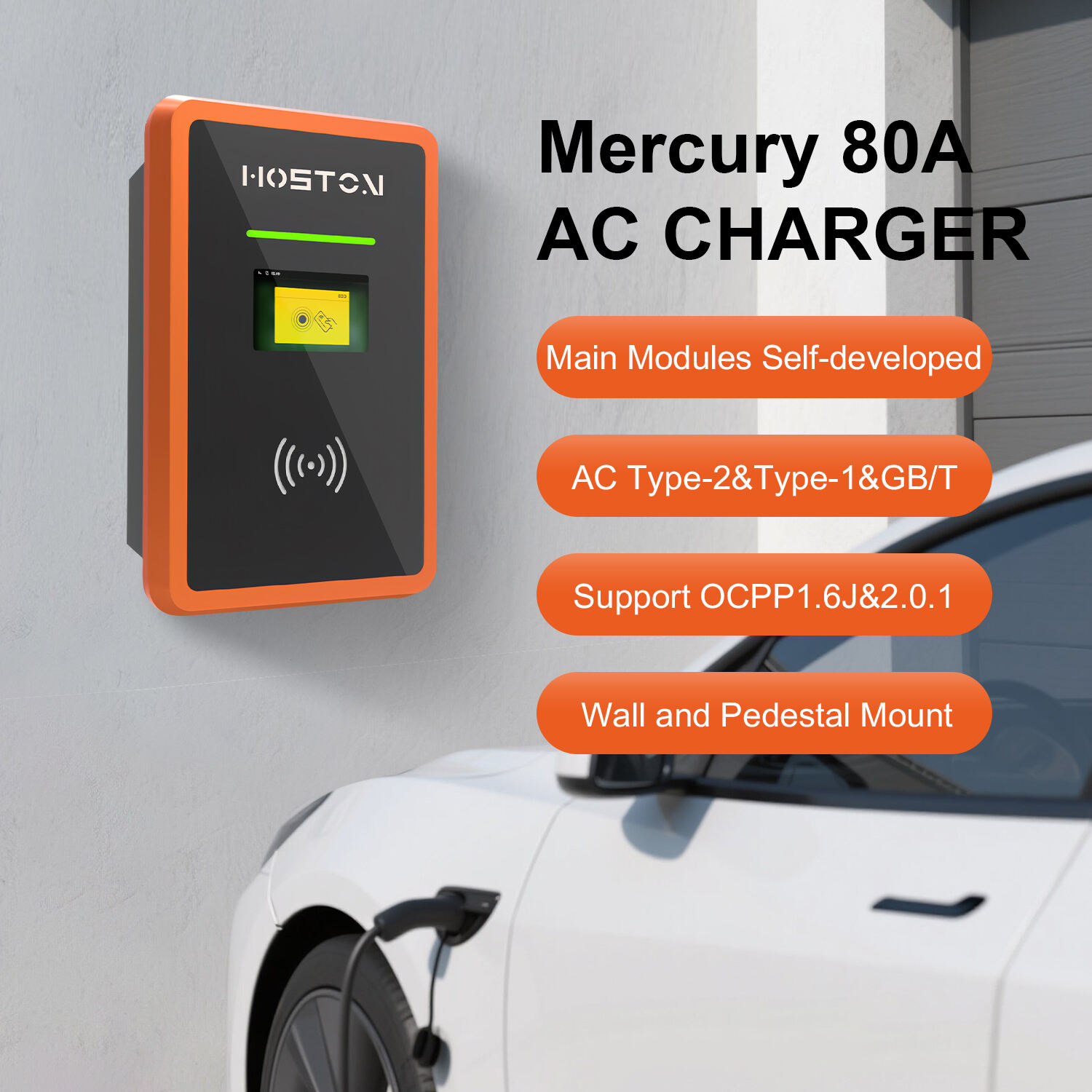Smart 80A AC EV Charging Station – OCPP 1.6 Compatible for Home & Commercial Use