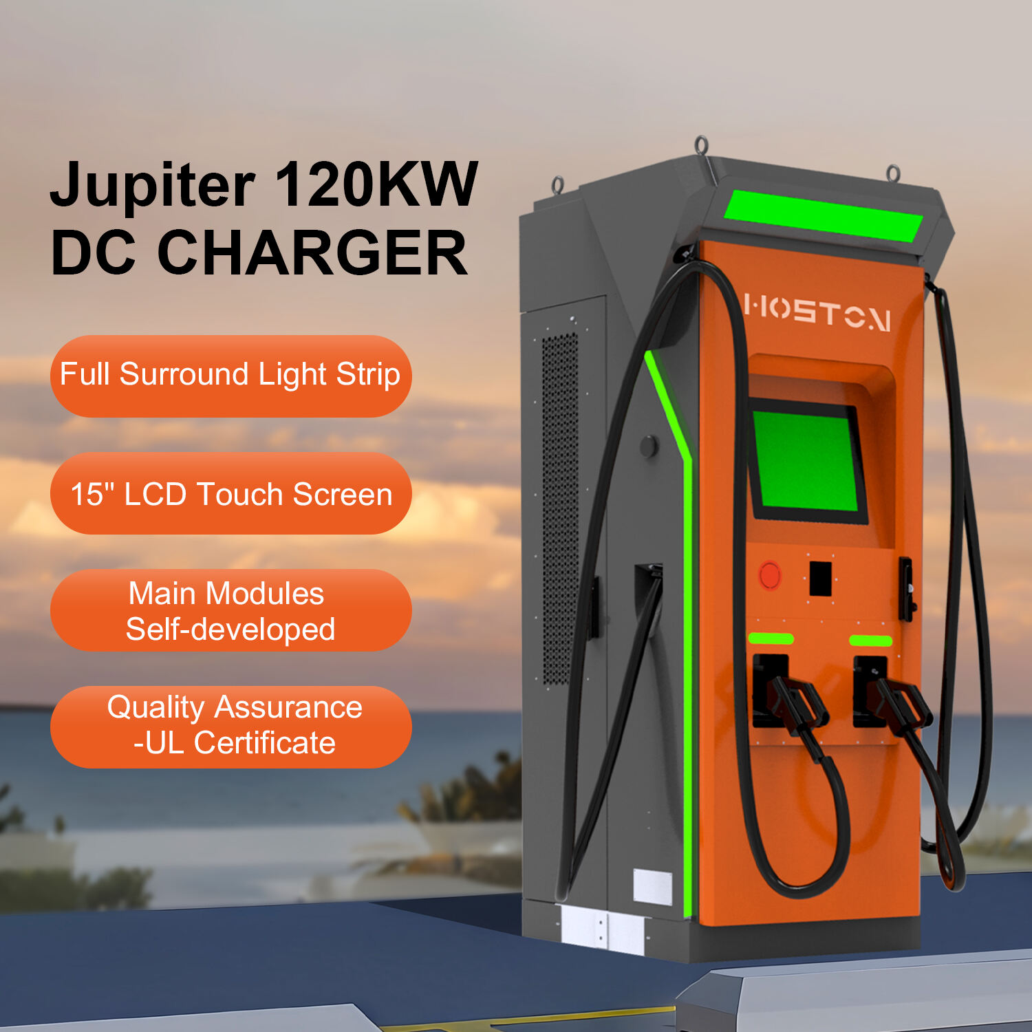 Yeni Tasarım DC EV Şarj Cihazı Ticari Chademo CCS1 CCS2 Işık Şeridi ile 120kW 150kW 180kW