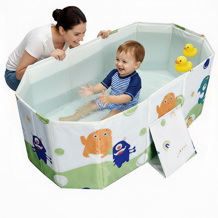 Oval Collapsible Baby Bathtub Eco Friendly Portable Foldable Kids Swimming Pool Tub