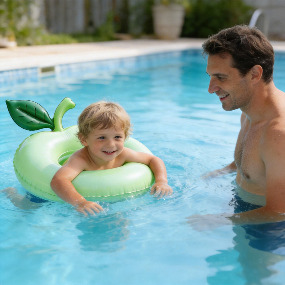 Custom Inflatable Apple Swim Ring Eco Friendly Water Floating Swimming Tube 