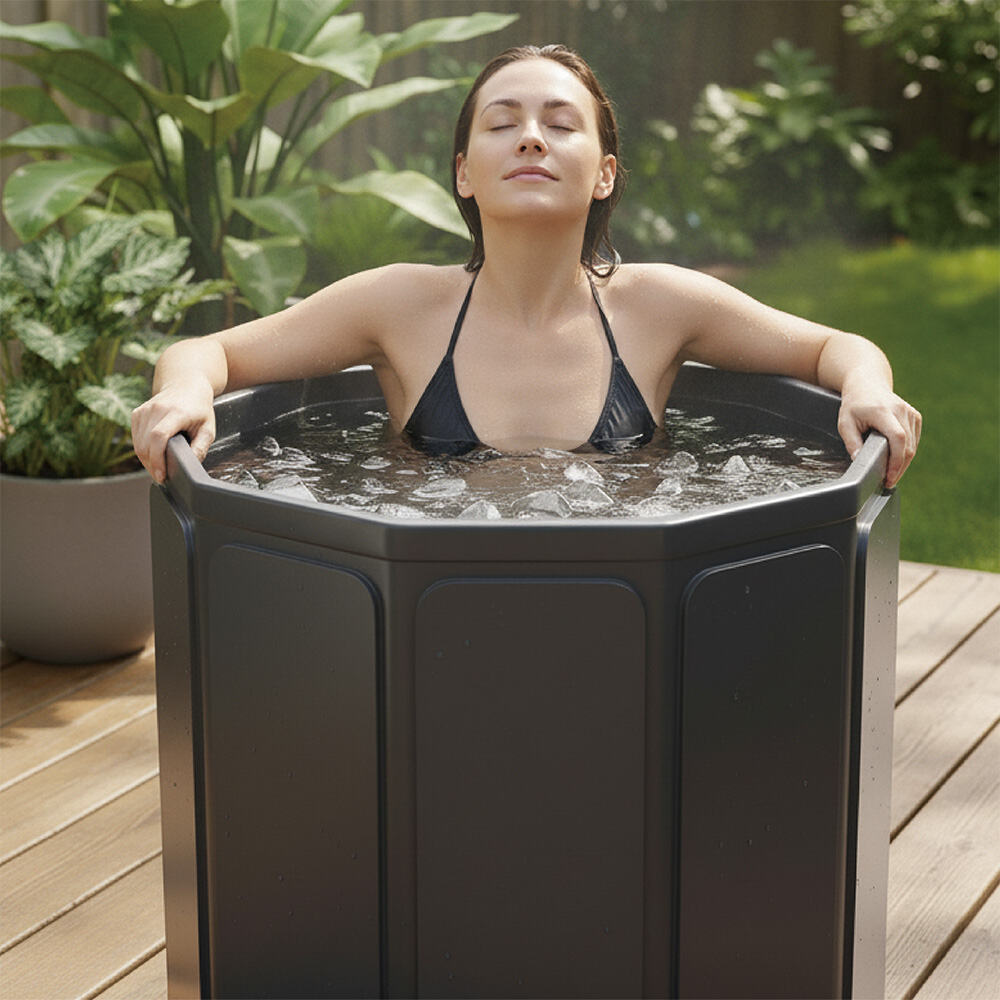 Megtode Foldable Ice Bath Tub For Athletes - Portable Cold Plunge - Round PVC
