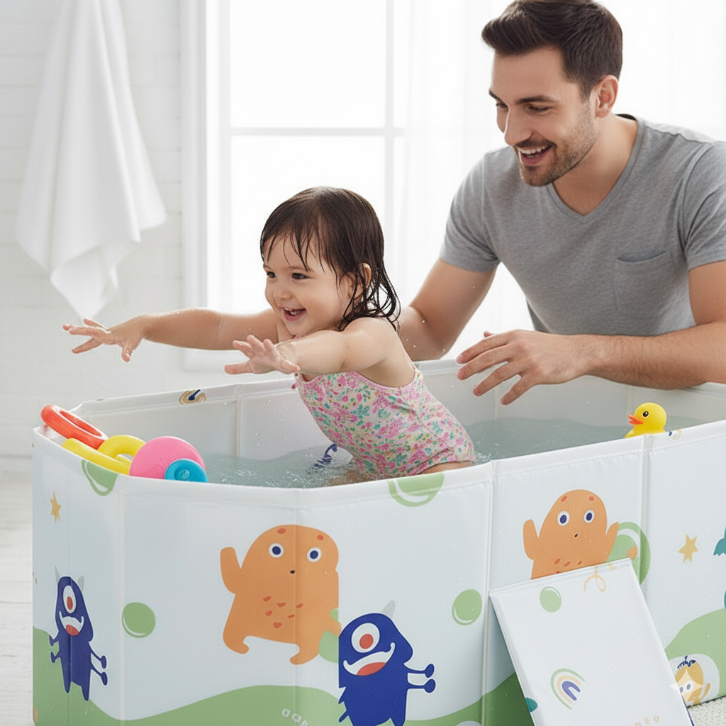 Oval Collapsible Baby Bathtub Eco Friendly Portable Foldable Kids Swimming Pool Tub