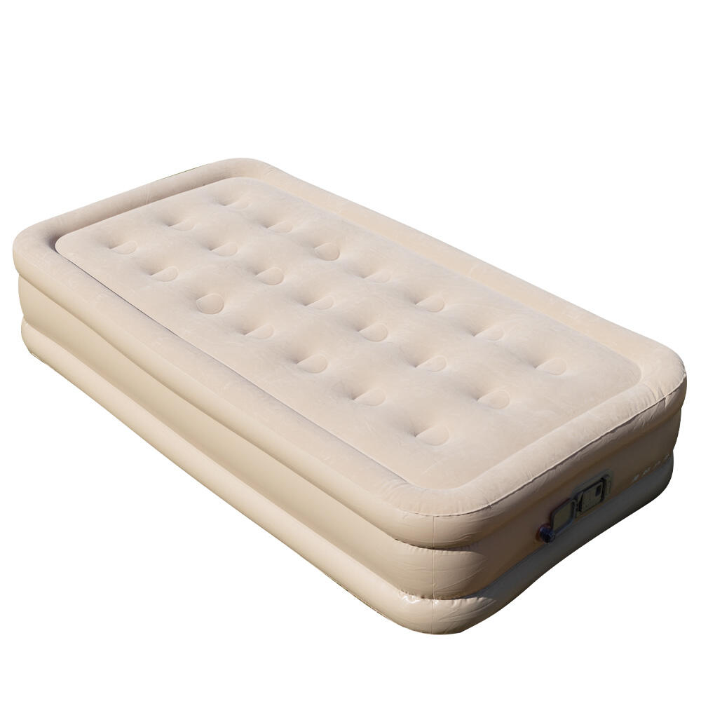 Inflatable Airbed With Built-In Rechargeable Pump Camping Twin Size Blow Up Air Bed Mattress