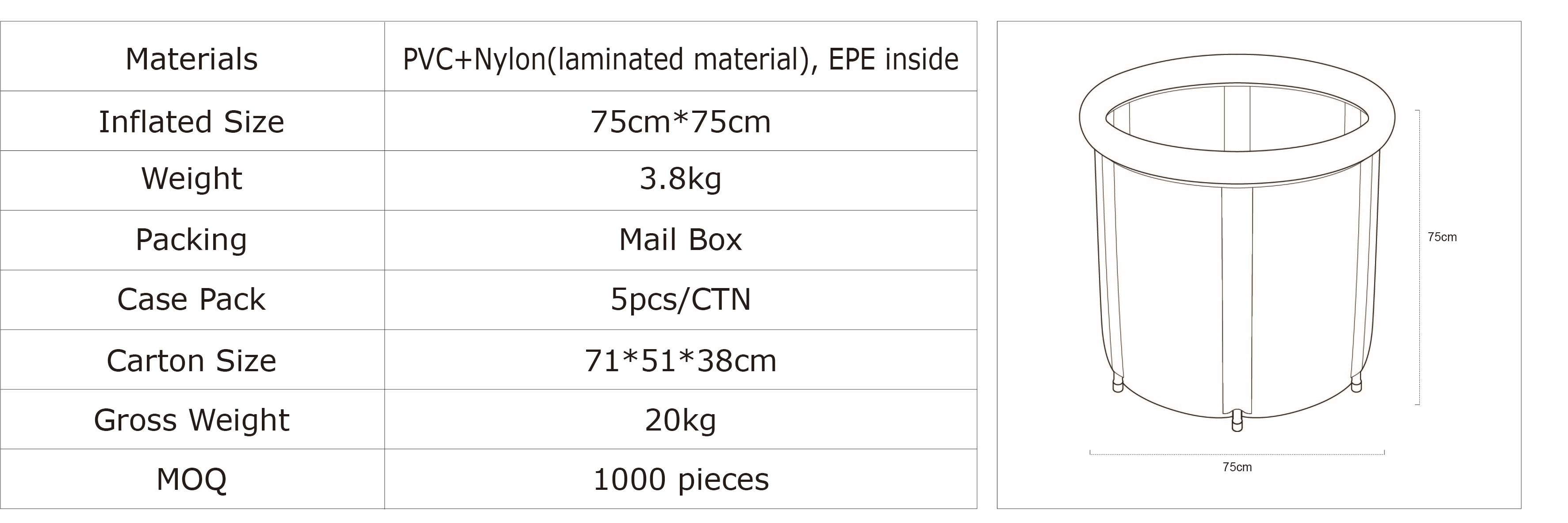 Portable Inflatable Ice Bath Tub for Athletes Cold Plunge Tub with Cover and Lid 