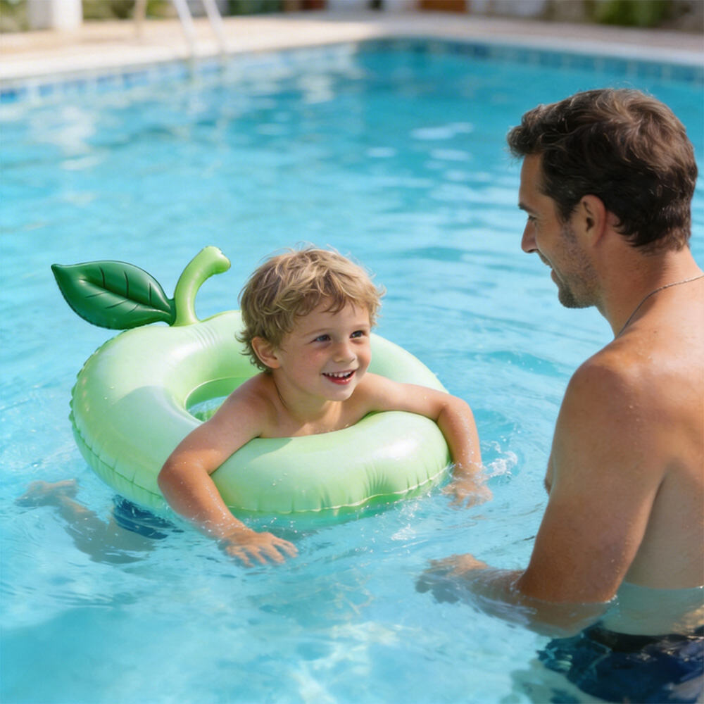 Custom Inflatable Apple Swim Ring Eco Friendly Water Floating Swimming Tube 