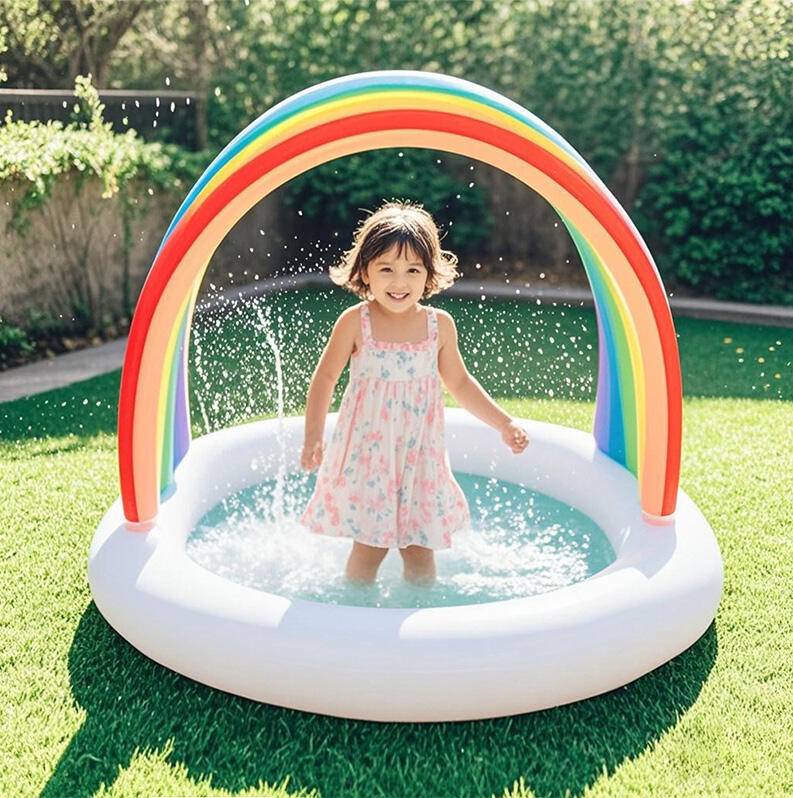 Eco Friendly Inflatable Kiddie Pool Indoor Outdoor Rainbow Round Pool