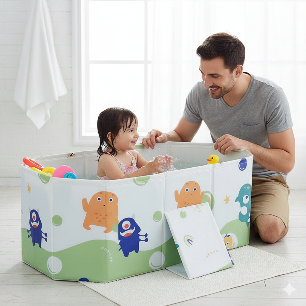 Oval Collapsible Baby Bathtub Eco Friendly Portable Foldable Kids Swimming Pool Tub