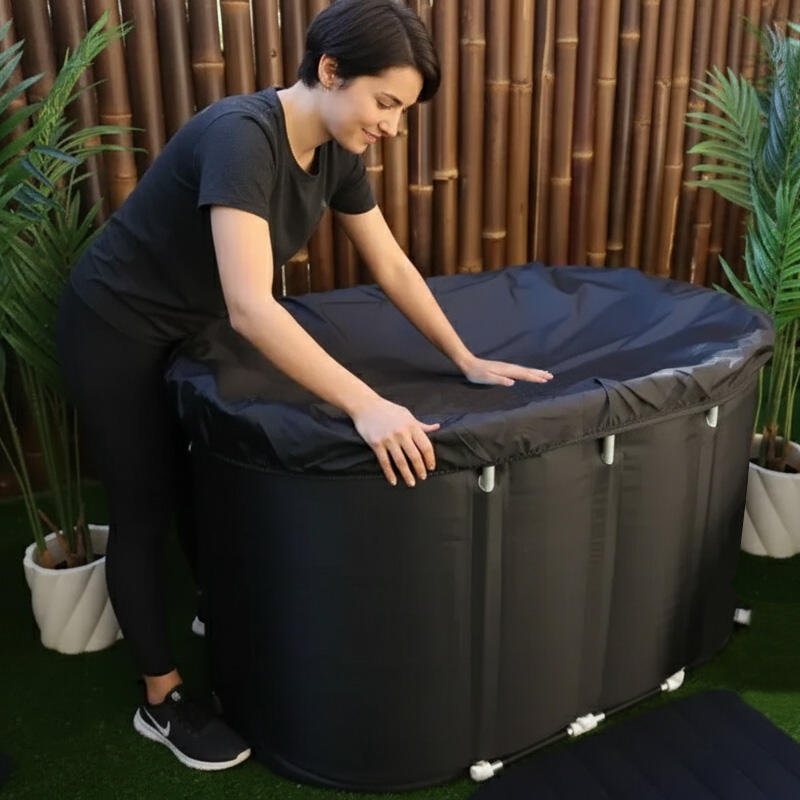 타원형 접이식 콜드 플런지 욕조, 운동선수를 위한 대형 독립형 아이스 배스 욕조 포드