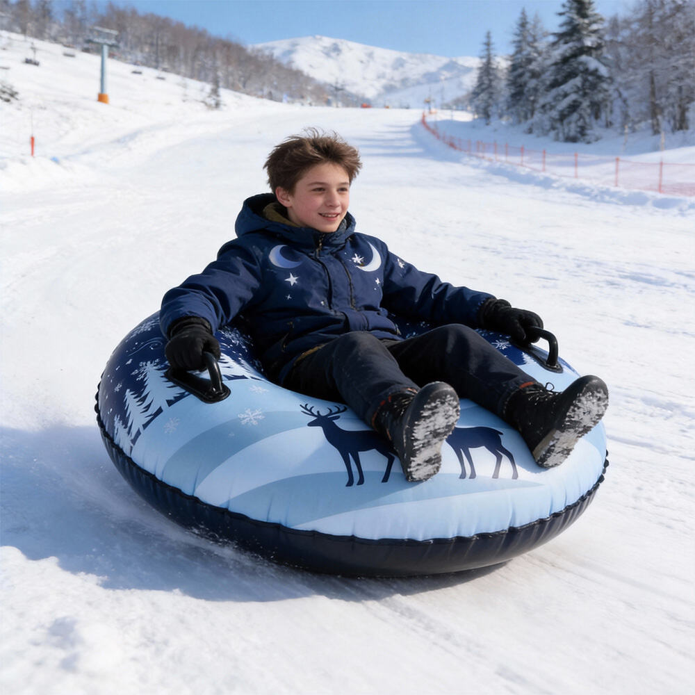 Matibay na Snow Tube na May Mga Hawakan, Panlabas na Nakapanghihilo na Bilog na Snow Sled na Gawa sa PVC para sa mga Bata at Matatanda