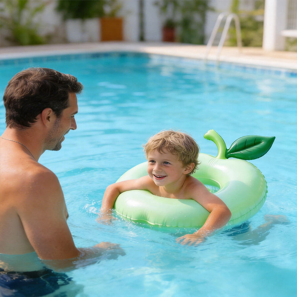 Custom Inflatable Apple Swim Ring Eco Friendly Water Floating Swimming Tube 