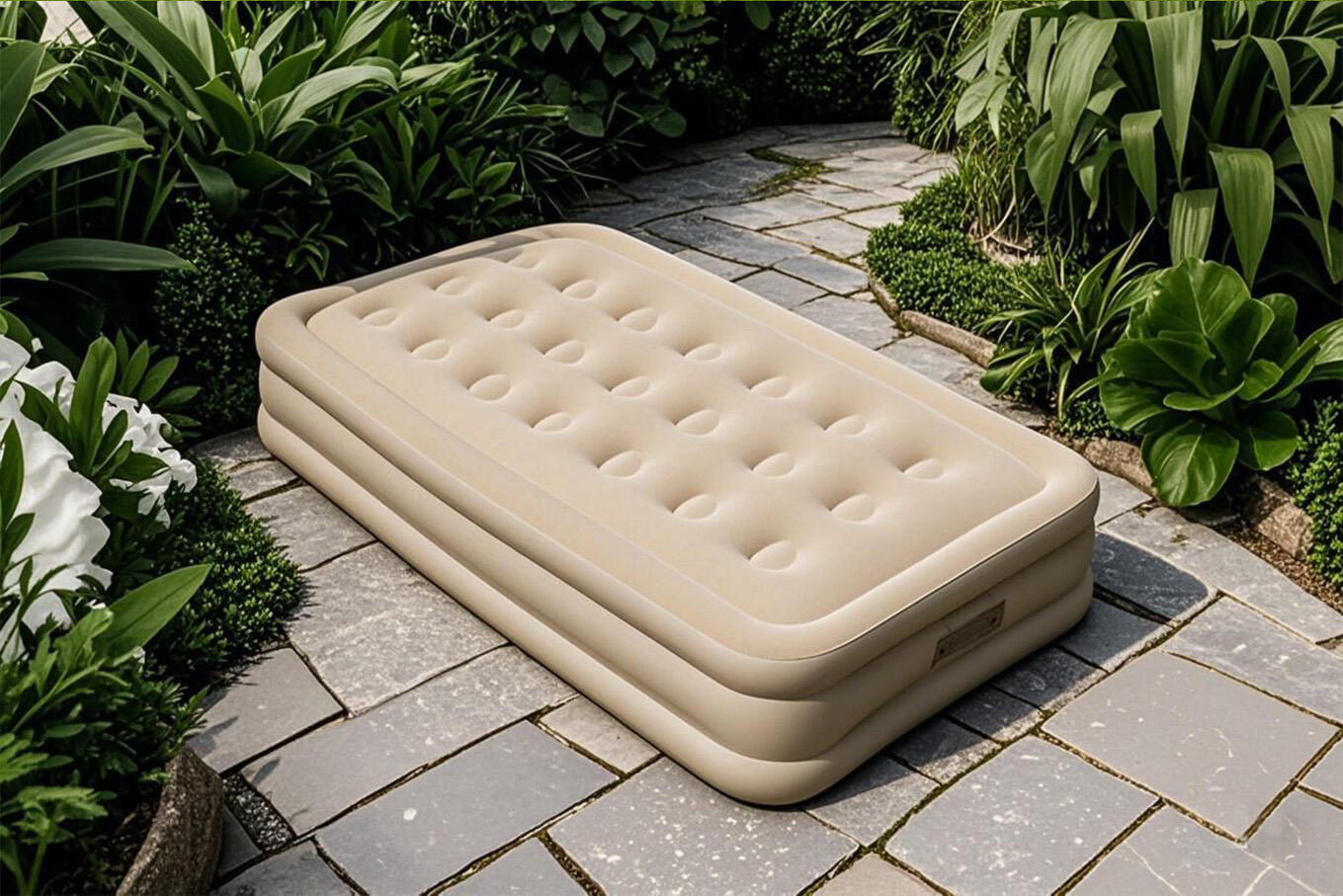 Inflatable Airbed With Built-In Rechargeable Pump Camping Twin Size Blow Up Air Bed Mattress