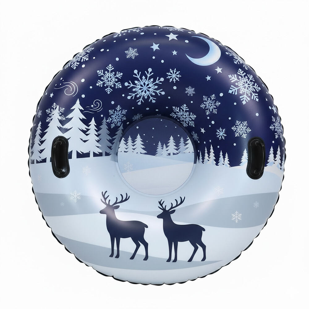 Matibay na Snow Tube na May Mga Hawakan, Panlabas na Nakapanghihilo na Bilog na Snow Sled na Gawa sa PVC para sa mga Bata at Matatanda