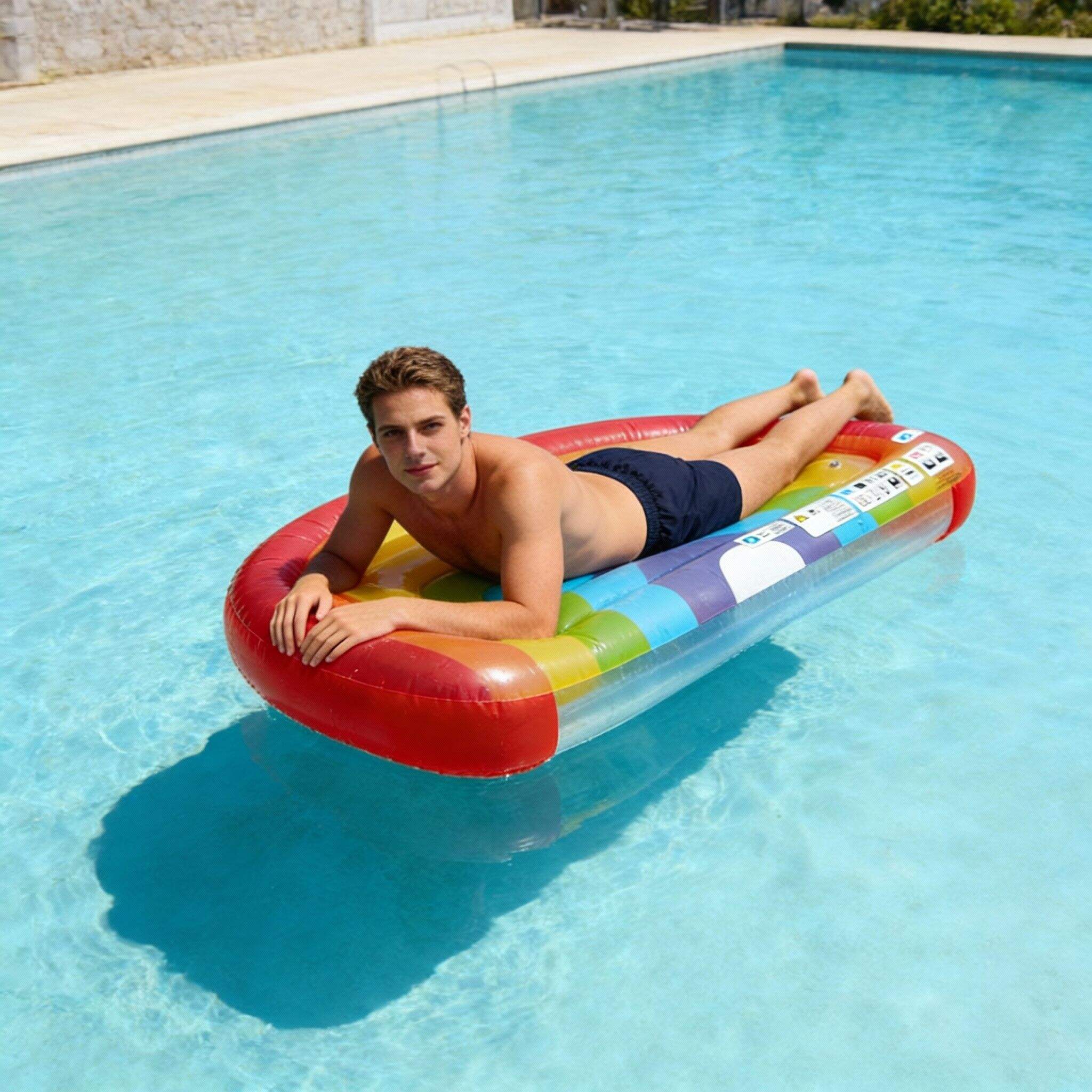 Inflatable Rainbow Pool Float Adults Outdoor Water Floating Raft 