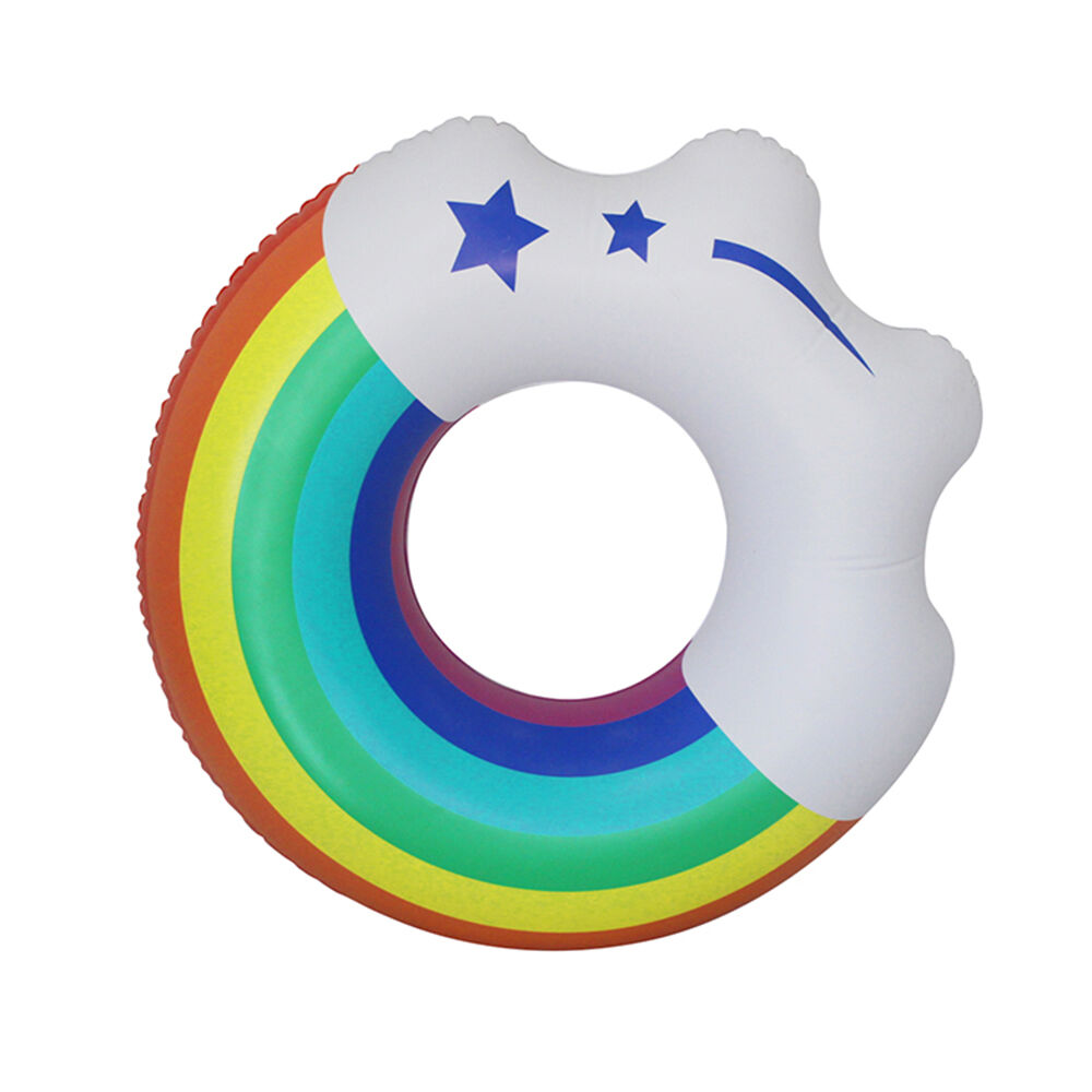 Inflatable Rainbow Cloud Swim Ring Outdoor PVC Pool Float Tube