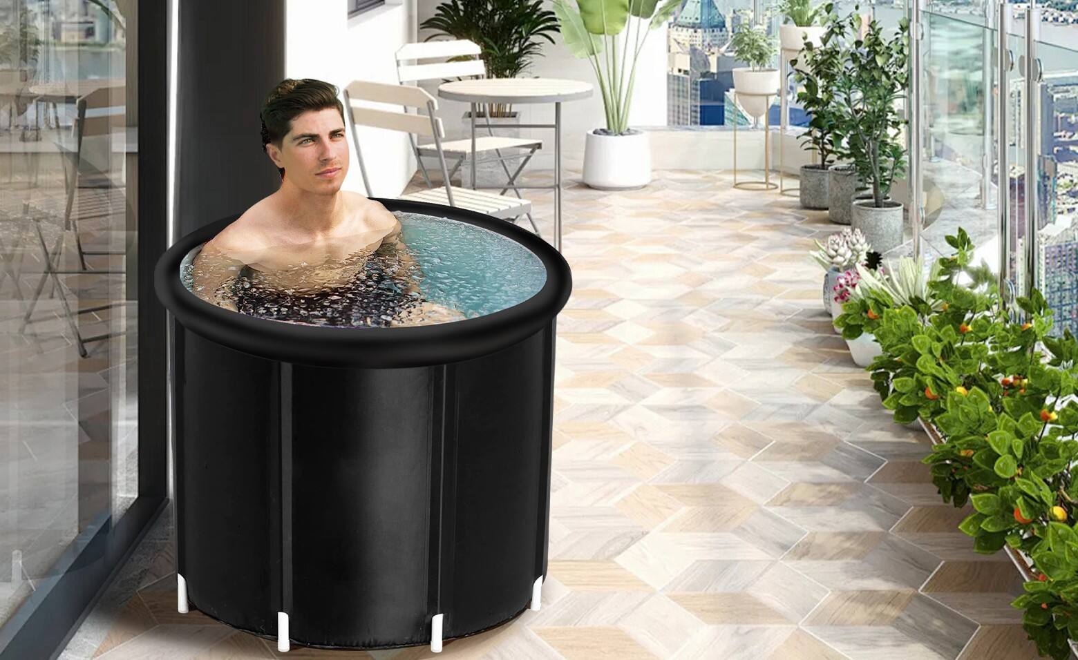Portable Inflatable Ice Bath Tub for Athletes Cold Plunge Tub with Cover and Lid 